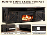 Black Gold Oak Fireplace TV Stand, 147.53976cm, Embossed Melamine Particle Board, Double Barn 77385044