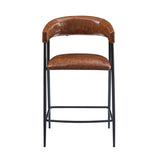 26'' Counter Stools Set of 2, Pu Upholstered Counter Stools with iron Frame, Backrest, Footrest, Arm N780P199985B