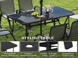 Outdoor dining table and chair package with umbrella 48578077