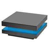 ON-TREND High Gloss Minimalist Design with LED Lights, 2-Tier Square Coffee Table, Center Table for WF295997AAB