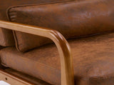 High Back Solid Wood Armrest Backrest Iron Frame Bronzing Cloth Indoor Leisure 79269077