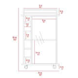Vegas Bar Cart, Two Tier Cabinet With Glass Door, Six Cubbies For Liquor B128P176148