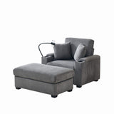 55" Oversized Chaise Lounge Chair Indoor with Ottoman and Storage, Comfy Corduroy Sleeper Chair with W3373P330166