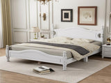 Queen Size Wood Platform Bed Frame,Retro Style Platform Bed with Wooden Slat Support,White WF310132AAK