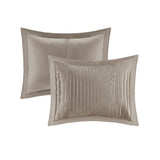 7 Piece Polyester Charmeuse Comforter Set Taupe Queen B035128910