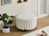 22.05"Wide Upholstered Round Pouf Ottoman Foot Rest with Black Metal Legs,Faux Fur Footstool for W3098P272526