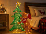 4FT Dog Climbing Tree with 188 Warm White Lights, Fabric-Covered Christmas Decor, US Plug 40556040