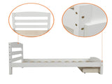 Platform Twin Bed Frame with Storage Drawer and Wood Slat Support No Box Spring Needed, White WF191655AAK