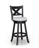2pc Swivel Pub Stools Counter Height 24" Chair Fabric Upholstered Seat Footrest Wooden Dining Room B011P262368