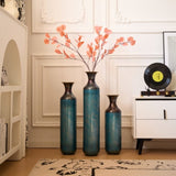 Floor metal vase modern style decoration droplet shaped white metal vase 3-piece set gorgeous W2796P290478
