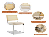 Dining Chairs Set of 2, Velvet Rattan Side Accent Chairs with Chrome Legs, Modern Mid Century Breuer W2105P327593
