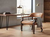 Gorman Dining and Game Chair in Walnut with Saddle Faux Leather B050P412223