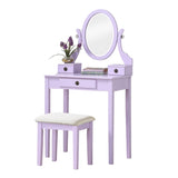 ZNTS Makeup Vanity Table and Stool Set, Purple 19486875