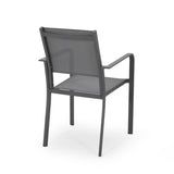 Outdoor Modern Aluminum Dining Chair with Mesh Seat , Gun Metal Gray and Dark Gray 66800.00GRY