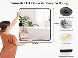 Bathroom Mirror 20x28 Rounded Rectangle Wall Mirror, Matte Metal Framed Vanity Rectangular 83402170