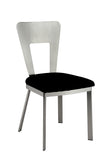 Contemporary Silver Metal 2pc Dining Chairs Black Microfiber Seat Dining Room Keyhole Back Satin B011P232976