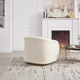 Swivel Accent Chair, 360-degree Barrel Chair with Teddy Upholstery, Comfy Pumpkin-Shaped W3244P288825