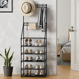 ZNTS 5-Tier Shoe Rack Shoe Storage for Entryway,Narrow Shoe Rack,Coat and Shoe Rack with 8 Hooks 89388992