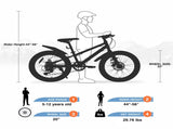 20 Inch Kids Bicycles , Fat Tire Mountain Bike for Boys and Girls Age 5 Years ,7-Speed Dual-Disc W1019P203873
