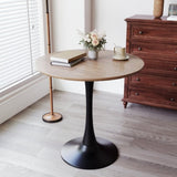 31.5" Walnut color Round Dining Table, Tulip Table Kitchen Dining Table 2-4 People with MDF Table W2189P303505