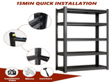 5-Tier Metal Storage Shelving, Industrial Utility Rack, Adjustable Height Bookcase for Living Room, W1831P504779