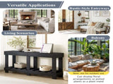 U_Style 62.9" Vintage Entryway Table - Fir Solid Wood with Natural Grain, 6 Reinforced Legs & 4.5" N711P289135B