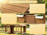 Kids Wooden Outdoor Playhouse, Garden Cottage with Flower Pot Holder & Working 08972095