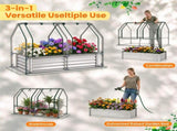 4 x 2 x 3 FT 3-in-1 Galvanized Raised Garden Bed with PVC Greenhouse Cover, Metal Elevated Planter 14650660