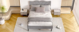 Full Size Modern Platform Bed Frame with Upholstered Headboard & Wooden Slats - No Box Spring W2889P272589