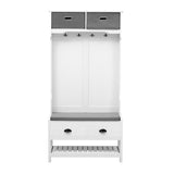 U-Can Hall Tree with 6 Hooks and Hinged Lid, Coat Hanger, Entryway Bench, Storage Bench, 3-in-1 N724P184891K