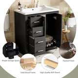 ZNTS 30'' Bathroom with Ceramic Sink Combo,Solid Wood Frame Bathroom Storage Cabinet, Freestanding N710P191970B