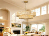 59.6" 2-Tier Gold Paper Rope Chandelier, 6xE26 Max 60W Pendant Light with Adjustable Hanging Chain W6558P574499