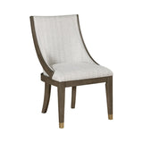 Modern Armchairs Set of 2 Brown Finish with Gold Tipping Upholstered Back Seat Wooden Dining B011P246317
