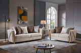 Thick Velvet Fabric Upholstered Loveseat Made With Wood in Beige B009P153971