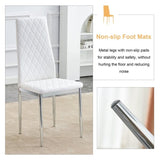 ZNTS Grid armless high backrest dining chair, 6-piece set of white chairs and plated silver legs, office W1151107276