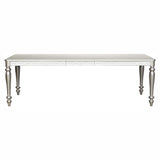 ZNTS Glamourous Silver Finish Rectangular Dining Table 1pc Draw Leaf Mirror Trim Apron Dining Room B01152297