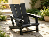 Black Weatherproof HDPE Outdoor Adirondack Chair, 330LBS Capacity Ergonomic Patio Lounge Chair with 49748678