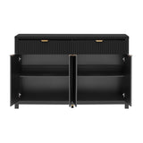 Modern Wave-Pattern Sideboard Cabinet with 2 Drawers and 4 Doors, 3-Level Adjustable Shelves, N711P269068B