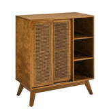 Mid Century Modern Rattan Sideboard Cabinet, Buffet Cabinet for Entryway Hallway Living Room Kitchen W1801P195620