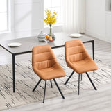 Dining Chair,Thickened fabric chairs with metal legs Set of 2,Brown W1249P243513