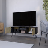 Kimball Hairpin Legs TV Rack, Media Unit with 2 Doors and Open Shelves B128P176179