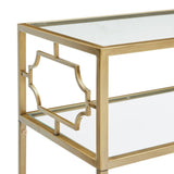 Grifton Rectangular Antique Gold Metal and Glass Accent Table B050P364437