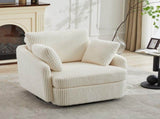 40.55''W Swivel Accent With 2 Thorw Pillows 360 Degree Swivel Round Sofa Modern Oversized Arm W1298P202213