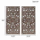 Distressed Carved Wood 2-piece Wall Decor Set B03598796