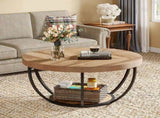 Round Coffee, 31.7" Circle Coffee for Living Room, Modern 2-Tier Wood Accent Center B082P356379