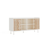 Sicotas Mid Century Sideboard Storage Rustic Sliding Door Solid Wood Cabinet for Living Room W2263P207531