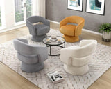 Modern Luxurious Swivel Accent Chair Yellow Soft Corduroy Upholstery Plush Seating Solid Wood B011P256233