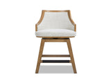 Bahama 26" Cane Rattan High-Back Swivel Counter Stool with Recessed Arms, Two-Tone Neutral Gray B2719P395569
