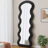Flannel Full Length Wave Floor Mirror with Stand for Bedroom living room Hanging or Against The Wall W347P318393