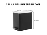 15L/4 Gallon Rectangular Step Trash Can Stainless Steel Garbage Can with Removable Inner 43978511